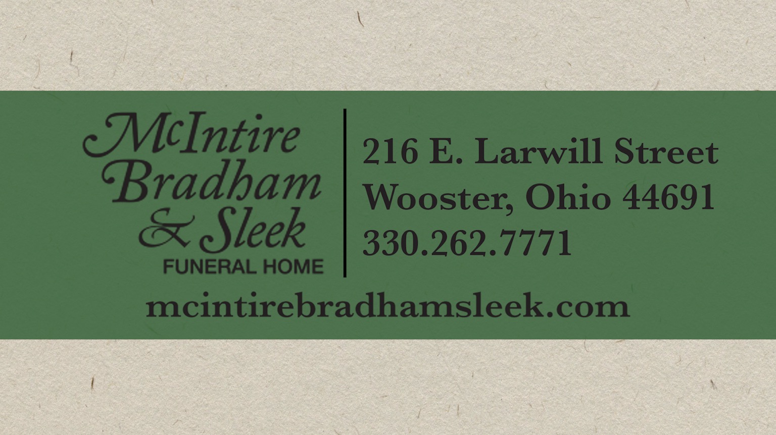 Welcome to Mcintire Bradham Sleek Funeral Home